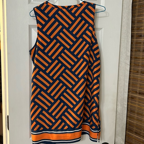 Women’s Mud Pie sleeveless navy and orange geometric tunic top size small - Picture 2 of 4